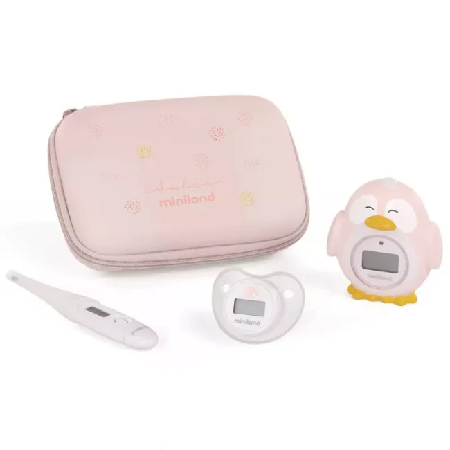 Miniland Thermokit Dolce Set di 3 Termometri Digitali per Neonato Misurazione Febbre, Temperatura Ambientale e dell'Acqua - Candy