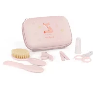 Miniland Baby Kit Set Accessori per la Cura del Neonato Pochette con Forbicine, Lima, Pettine, Spazzola e Spazzolino - candy