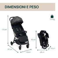 Chicco Passeggino Ultra Leggero Glee Omologato 22 kg per Bambini fino a 4 Anni - Playful Black