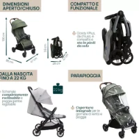 Chicco Passeggino Leggero Goody XPlus con Chiusura Automatica OneTouch, Capottina Estensibile e Parapioggia - da 0 a 4 Anni 