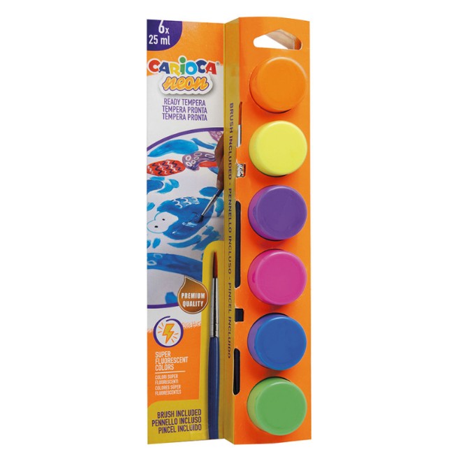 Jack Richeson Mini Torte Tempera Fluorescenti, 6 Colori Assortiti Con Pennello Incluso - 2