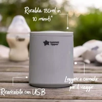 Tommee Tippee Scaldabiberon Portatile LetsGo Senza Fili con Ricarica USB