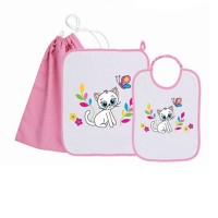 Set Asilo Materna Pezzi Bavaglino, Sacca E Asciugamano Cotone
