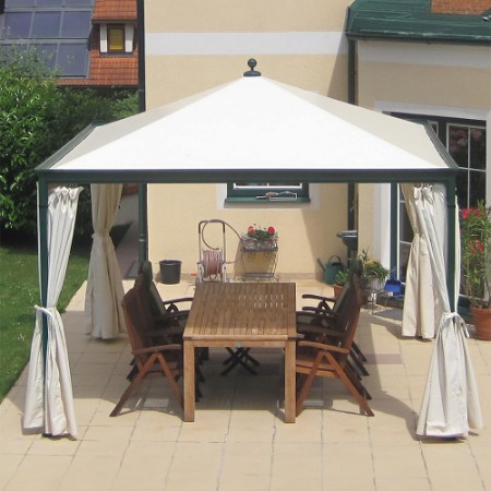 Gazebo in ferro forgiato Ottoemezzo antracite copertura ecru di Unosider