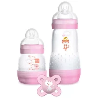 Mam Set Benvenuto Easy Start con 2 Biberon Anticolica e Ciuccio 0m+ - Rosa