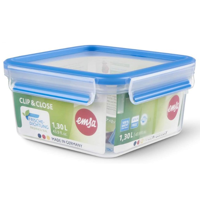 Emsa Clip&Close Contenitore Salvafreschezza Quadrato 1,3 l