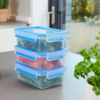 Emsa Clip&Close Set 3 Contenitori Salvafreschezza Rettangolari 1 l