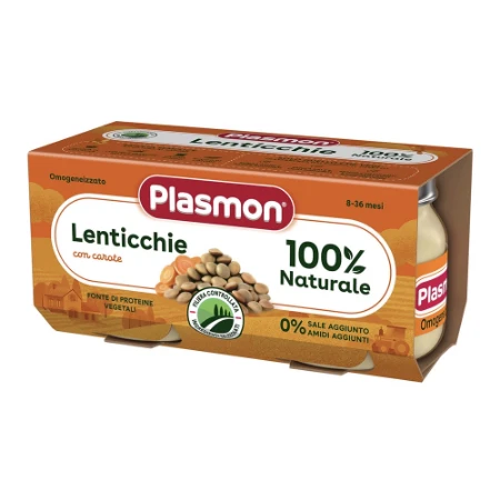 Plasmon Omogeneizzato Lenticchie e Carote 2x80g