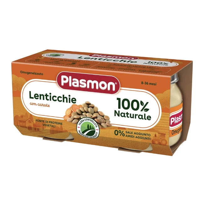 Plasmon Omogeneizzato Lenticchie e Carote 2x80g