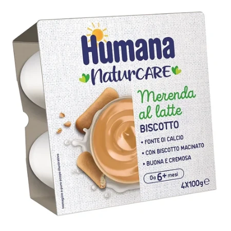 Humana Merenda al Latte e Biscotto 4x100g 