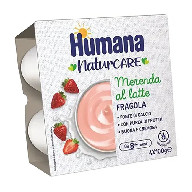 Humana Merenda al Latte e Fragola 4x100g 