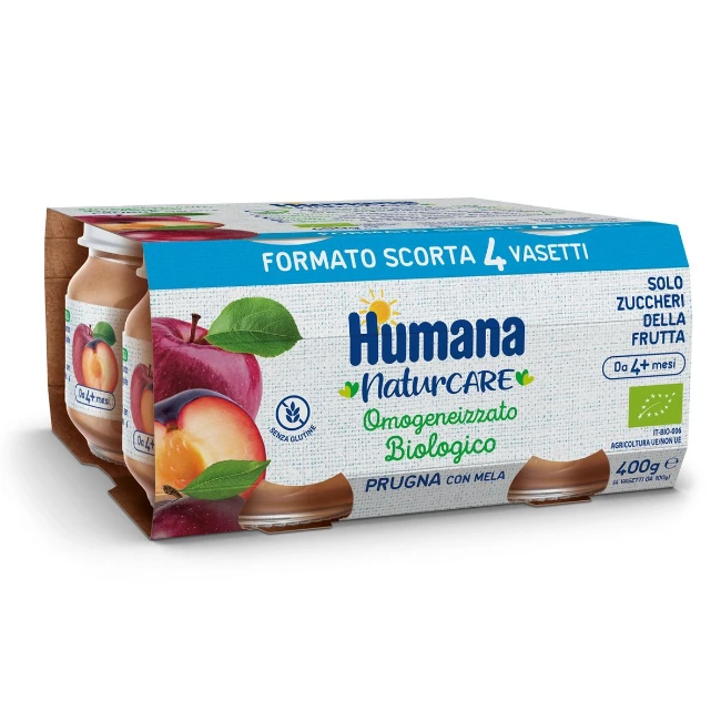Humana Omogeneizzato Bio Prugna con Mela 4 x 100g 