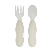 Béaba Set di 2 Posate in Acciaio Inox Grigio