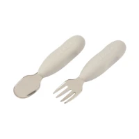 Béaba Set di 2 Posate in Acciaio Inox Grigio