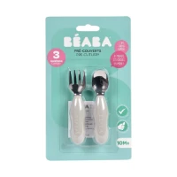 Béaba Set di 2 Posate in Acciaio Inox Grigio