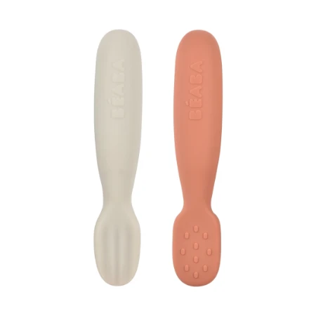 Béaba Set di 2 Cucchiai in Silicone Terracotta