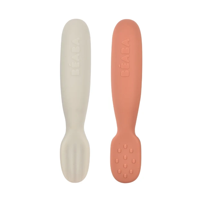 Béaba Set di 2 Cucchiai in Silicone Terracotta