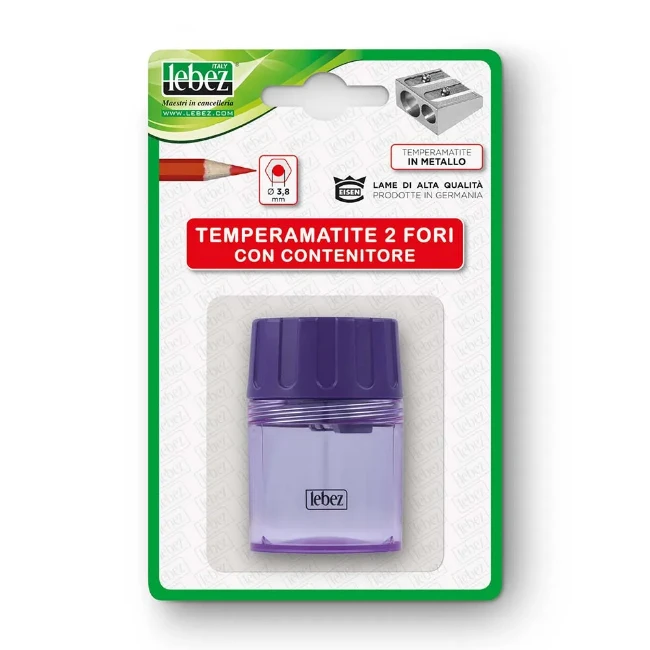 Temperamatite Manuale Doppio Foro | 6 Pezzi Compatti Con Coperchio, Colore Rosso, Per Bambini E Adulti - 4