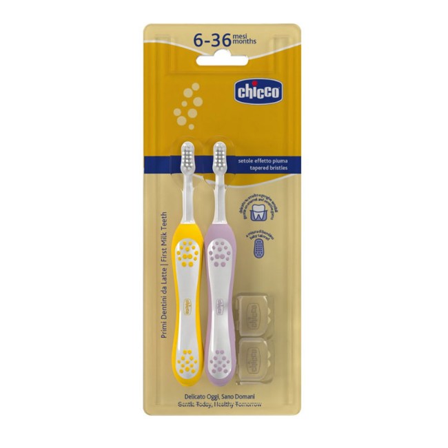 Chicco Bipack 2 Spazzolini Neonato e Bambino - Giallo e Lilla