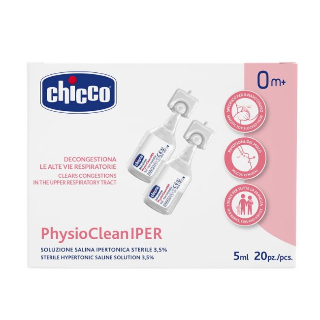 Chicco PhysioClean Soluzione Ipertonica 5ml contro Raffreddore e Riniti - 20pz