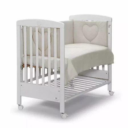 Cuoricini Lettino Co Sleeping Cuoricino in Legno con Materasso - Bianco
