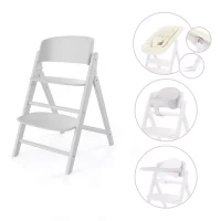 Cybex Seggiolone Evolutivo in Legno Click & Fold 4in1 con Sdraietta Baby Set e Vassoio - Canvas White