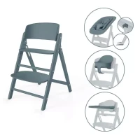 Cybex Seggiolone Evolutivo in Legno Click & Fold 4in1 con Sdraietta Baby Set e Vassoio - Stone Blue