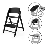 Cybex Seggiolone Evolutivo in Legno Click & Fold 4in1 con Sdraietta Baby Set e Vassoio - Stunning Black