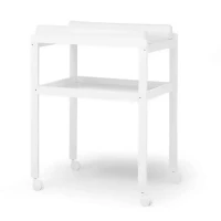 Erbesi Mini Fasciatoio in Legno con Doppio Ripiano e Ruote Piroettanti - Bianco