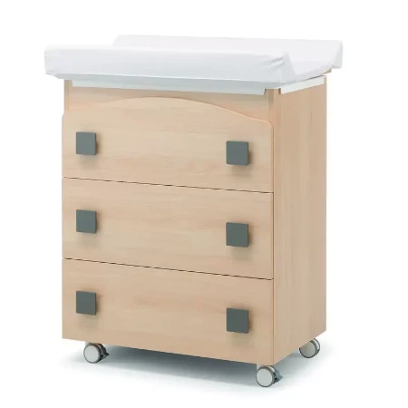 Erbesi Bagnetto Fasciatoio Evolution in Legno con Vaschetta Ergonomica e Fasciatoio Imbottito - Titanio