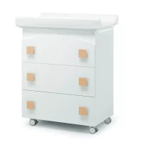 Erbesi Bagnetto Fasciatoio Evolution in Legno con Vaschetta Ergonomica e Fasciatoio Imbottito - Bianco e Naturale