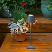 Zafferano Poldina Pro Micro Lampada da Tavolo Ricaricabile Grigio Scuro