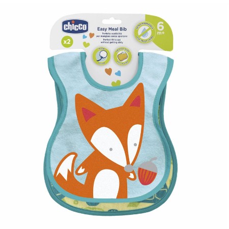 Chicco Set 2 Bavaglini Pappa Neonato Impermeabili con Chiusura a Velcro