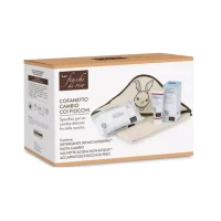Fiocchi di Riso Cofanetto Regalo Cambio con Accappatoio Neonato, Detergente Intimo, Pasta Cambio e Salviette Acqua non Acqua