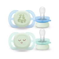 Philips Avent Set 2pz Ciuccio Ultra Start Notte in Silicone con Bottone Luminoso 0-2 mesi