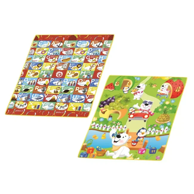 Globo Tappeto Gioco 2 Lati con Lettere e Numeri 180x150x1cm 