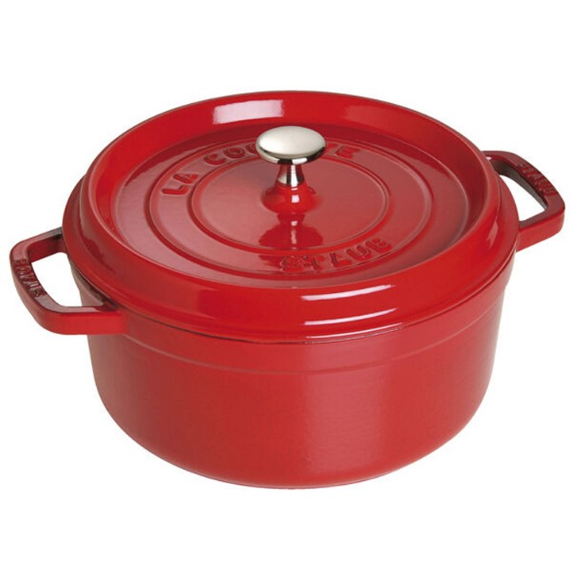 Immagine di Staub Cocotte Rotonda in Ghisa con Coperchio - Rosso Ciliegia
