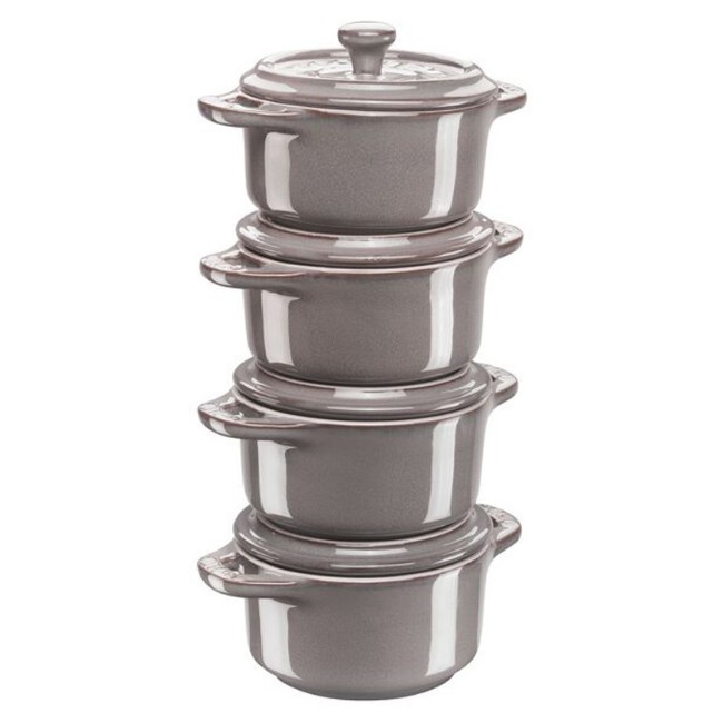 Immagine di Staub Set 4 Mini Cocotte in Ceramica Grigio