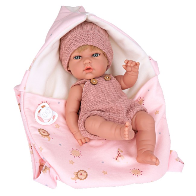 Arias Bambola Reborn Natal Rosa Collezione Elegance 30 Cm con Portabebé