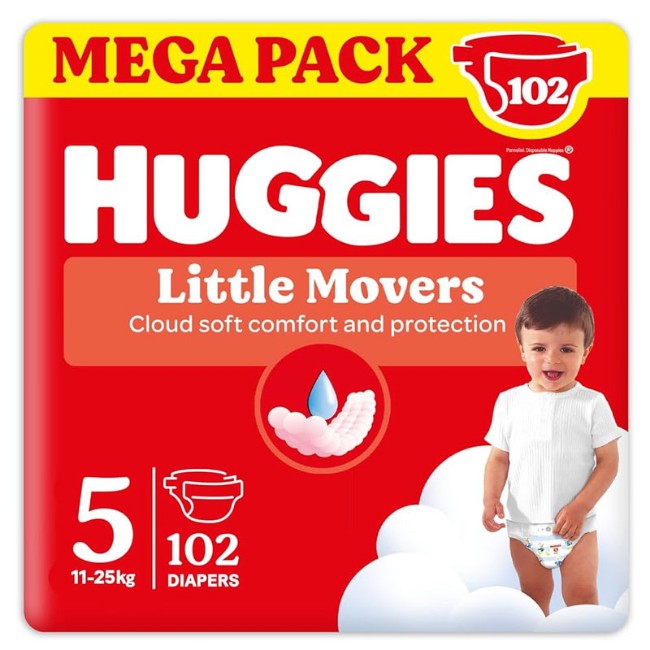 Huggies Pannolini Little Movers 5 Mega Pack 11-25kg - 102 pz