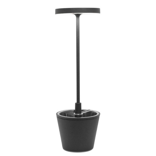 Immagine di Zafferano Lampada da Tavolo Poldina Reverso Ricaricabile Grigio Scuro