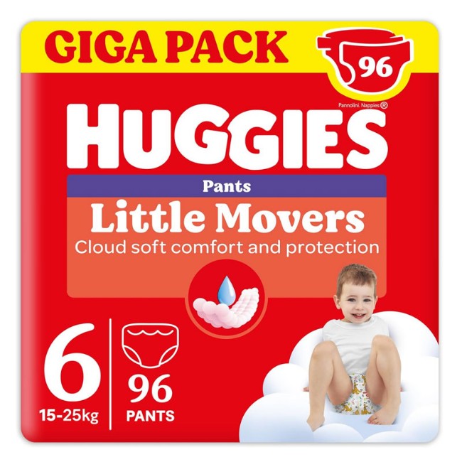 Huggies Little Movers Mutandina 6 Giga Pack 15-25kg - 96 pz 