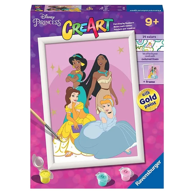 Ravensburger CreArt Amici Pelosi: Pittura Con I Numeri Per Bambini Da 9 Anni. Kit Completo Con Colori Acrilici, Pennello E Cornice. Stimola Creatività E Manualità.