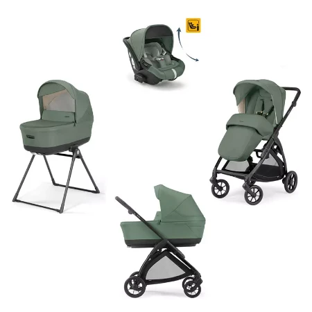Inglesina System Quattro Electa con Telaio, Navicella, Stand Up e Seggiolino Auto Darwin Recline i-Size - Murray Green