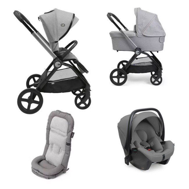 Chicco Trio Mysa con Passeggino, Navicella Flexi e Seggiolino Auto Kory Plus 40-85 cm per Neonati da 0 a 4 Anni - Lunar Rock 