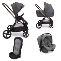 Chicco Trio Mysa con Passeggino, Navicella Flexi e Seggiolino Auto Kory Plus 40-85 cm per Neonati da 0 a 4 Anni - Black Satin
