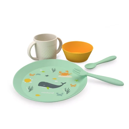 Miniland Set Pappa Apprendimento con Piatto, Posate, Tazza e Ciotola