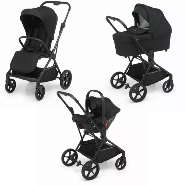 Foppapedretti Trio Spritz Leggero e Moderno con Passeggino, Navicella e Seggiolino Auto i-Size - licorice