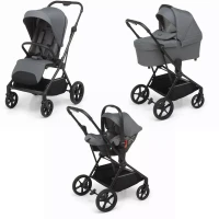 Foppapedretti Trio Spritz Leggero e Moderno con Passeggino, Navicella e Seggiolino Auto i-Size - titanio