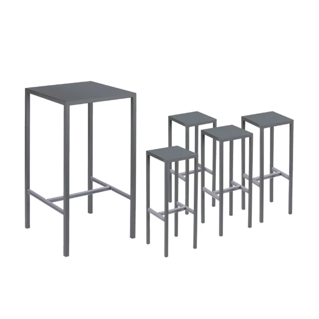 Immagine di Vermobil Set Tavolo Alto e 4 Sgabelli Seaside Grigio Antico